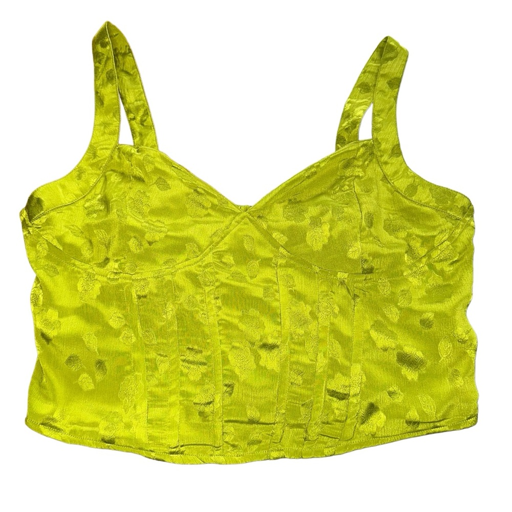 New Fun & flirt lime green floral satin corset top size L